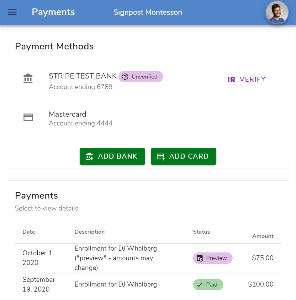 Parents use the Whally app to securely manage payments and view invoices